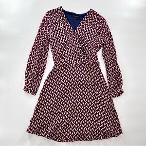 Banana Republic Geometric Wrap Dress in Navy, Red & White